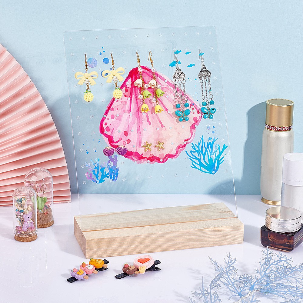 1set Transparent Acrylic Earring Displays Earring Stud Organizer Holder