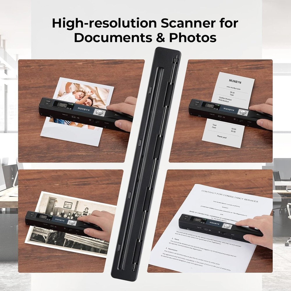 Wireless A4 Document Scanner - 900 DPI Handheld Scanner with Easy USB Transfer