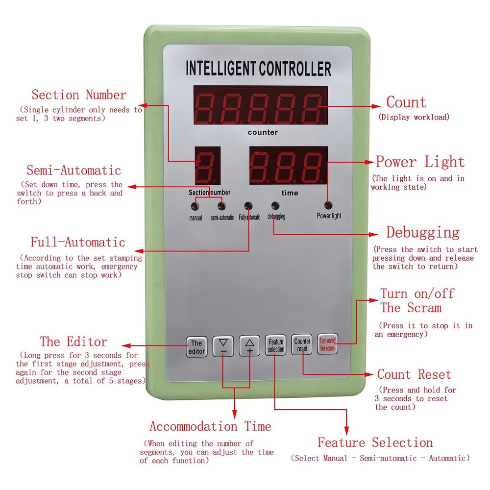 110V 8 Tons Pneumatic Punch Press Machine 17636Lbs with Controller 4 Columns