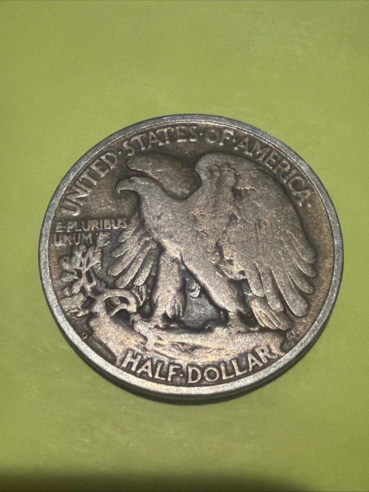 1945 D WALKING LIBERTY Half Dollar - Error Coin , Rear Partial Blockage