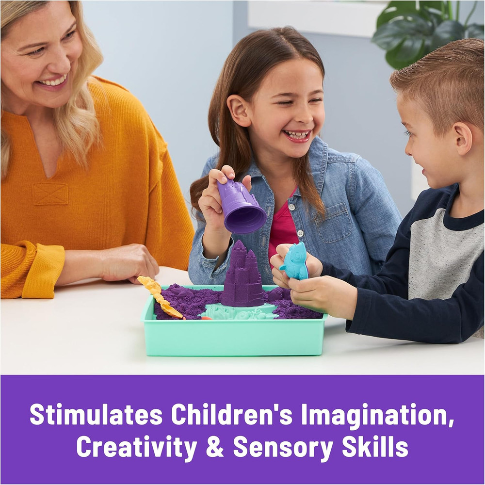 Kinetic Sand, Sandbox Set, Creative Easter Gifts, Includes 1Lb Purple Moldable P