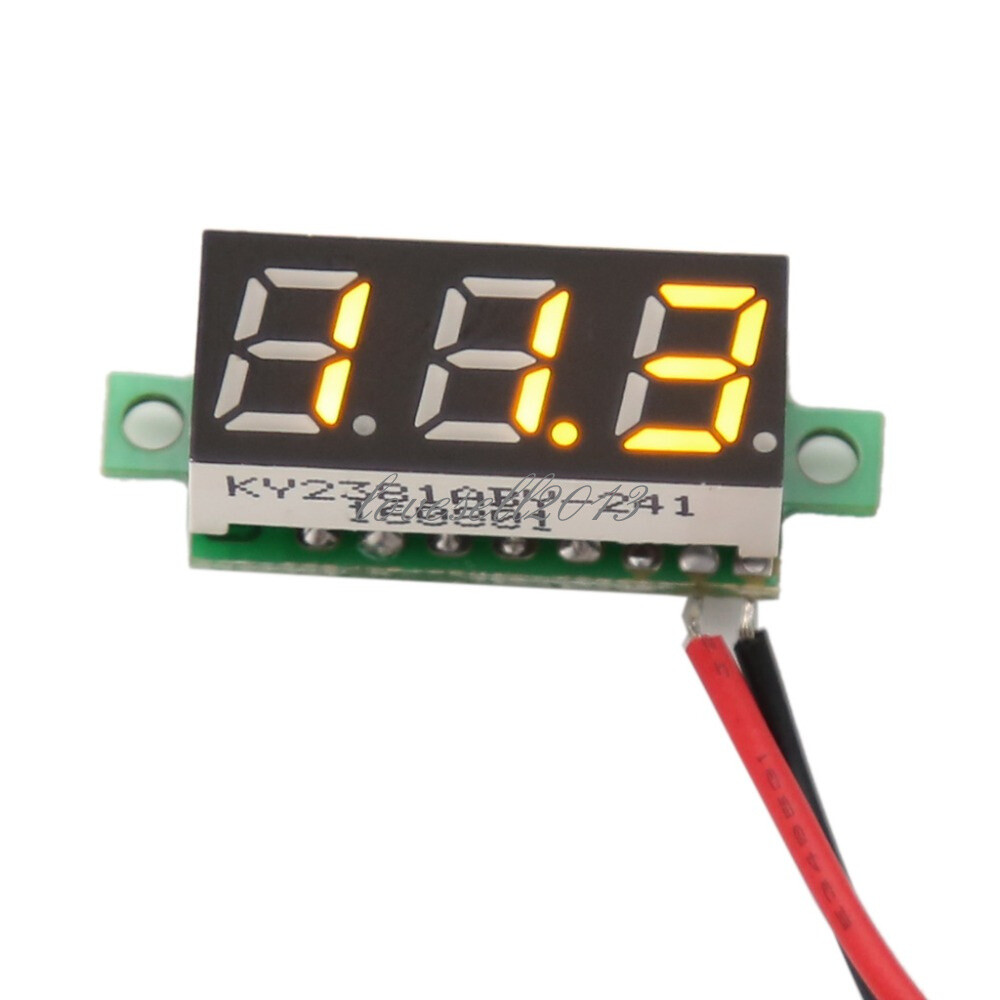 1PCS Yellow 0.28" 2 Wire Mini DC Digital Panel Voltmeter Panel Mount LED Voltage