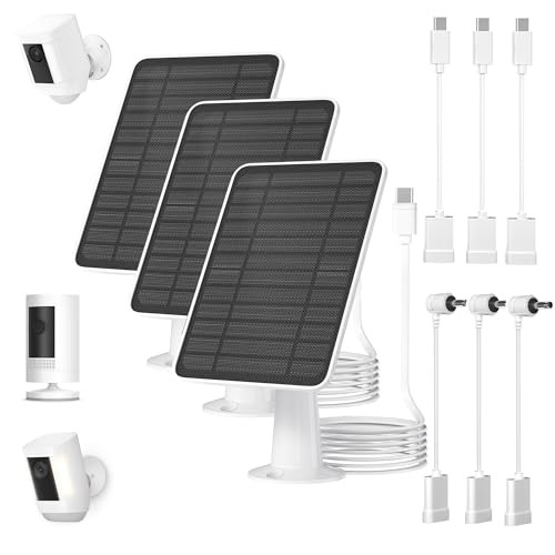 5W Solar Panel for Ring Camera, Solar Panel Charger Compatible for Ring-3 Pack