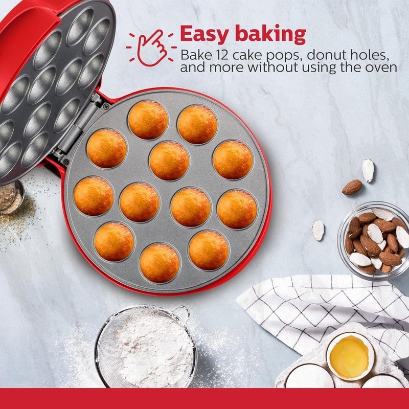 Nonstick Cake Pop Maker 12 Cup Fast Baking Compact Easy Cleanup Quick Heating US