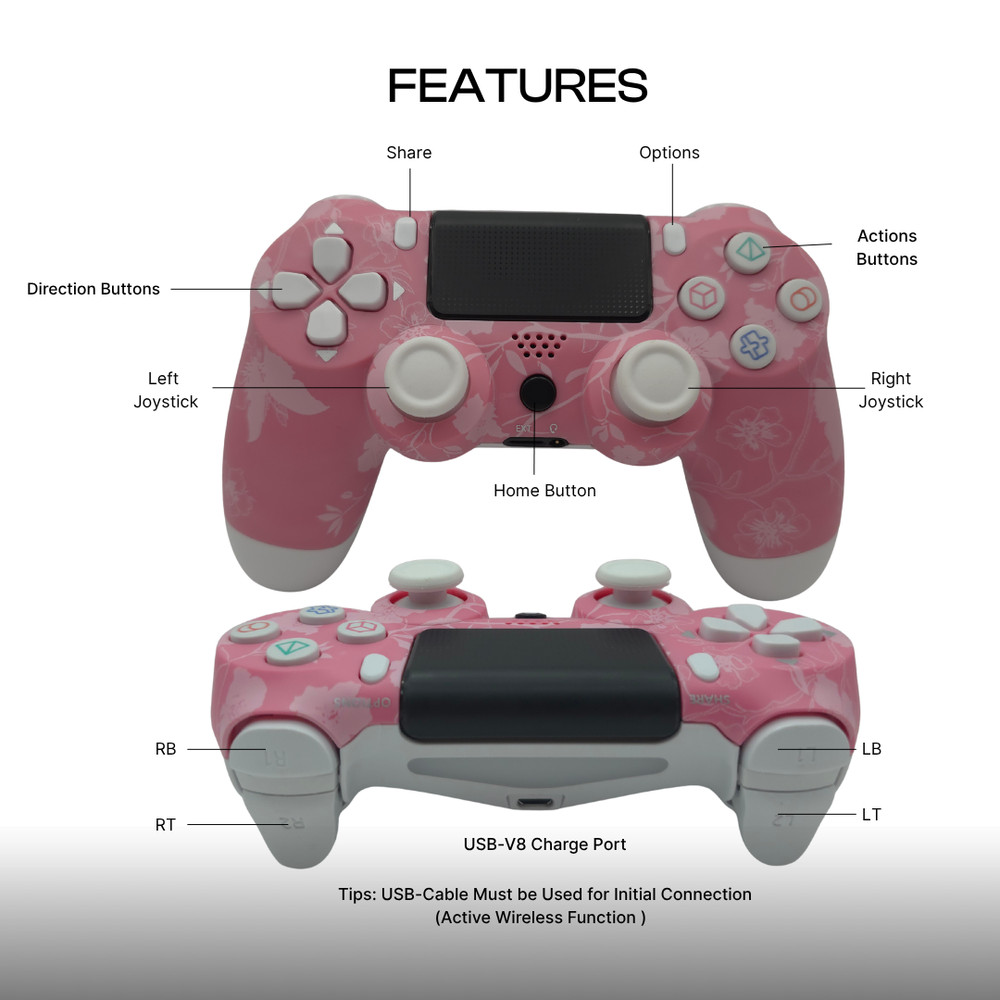 Universal Wireless Game Controller – Pink Edition – Bluetooth Gamepad with Free