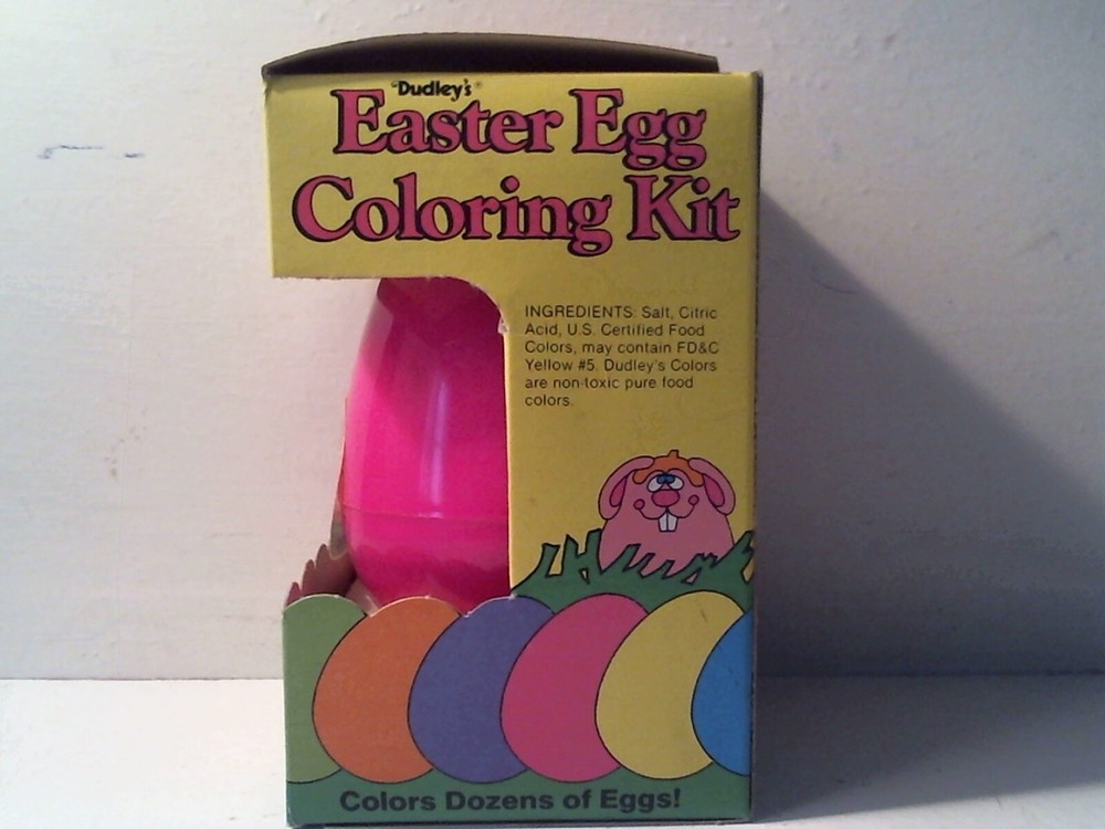 1986 DUDLEY'S EASTER EGG DYE COLORING KIT COMPLETE IN ORIGINAL BOX - PINK
