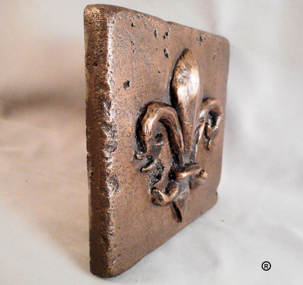 Bronze 4"X4" Fleur d' Lis Decoritive Wall Tile