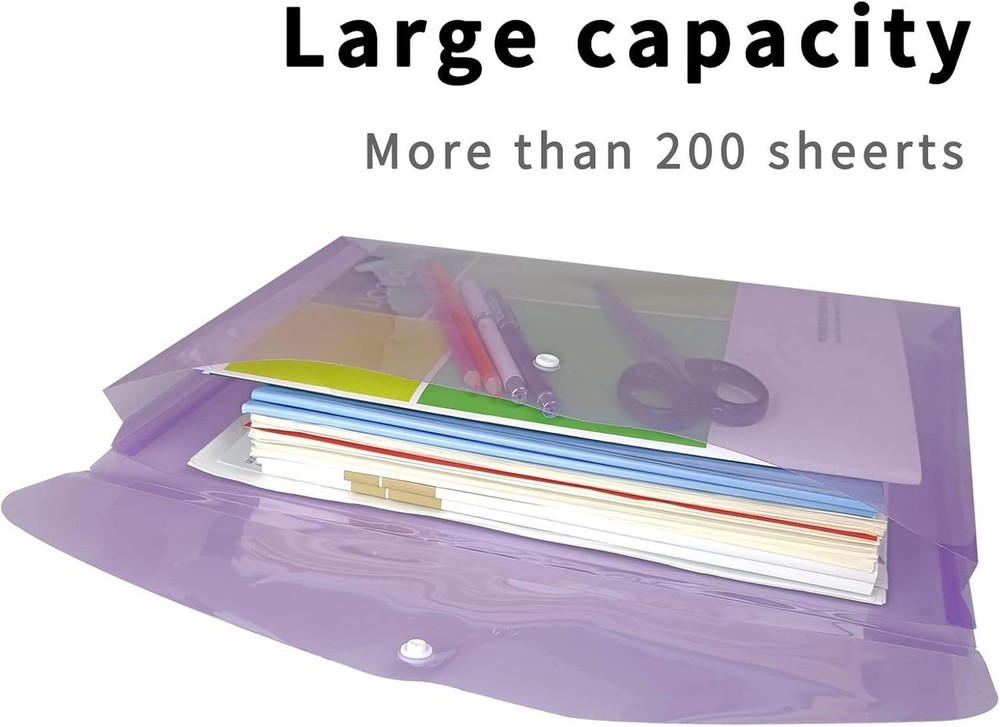 Plastic Legal Size Envelopes with Snap Closure Expandable Organizer Assorted ...