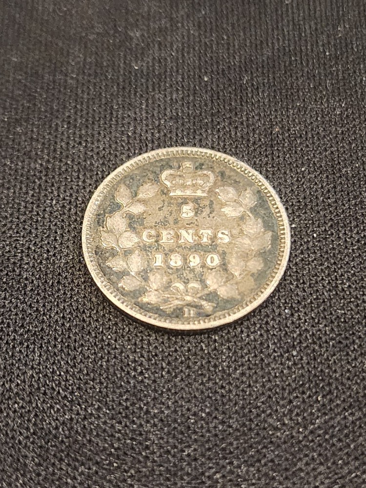 1890H Canada 5 Cents Silver Coin