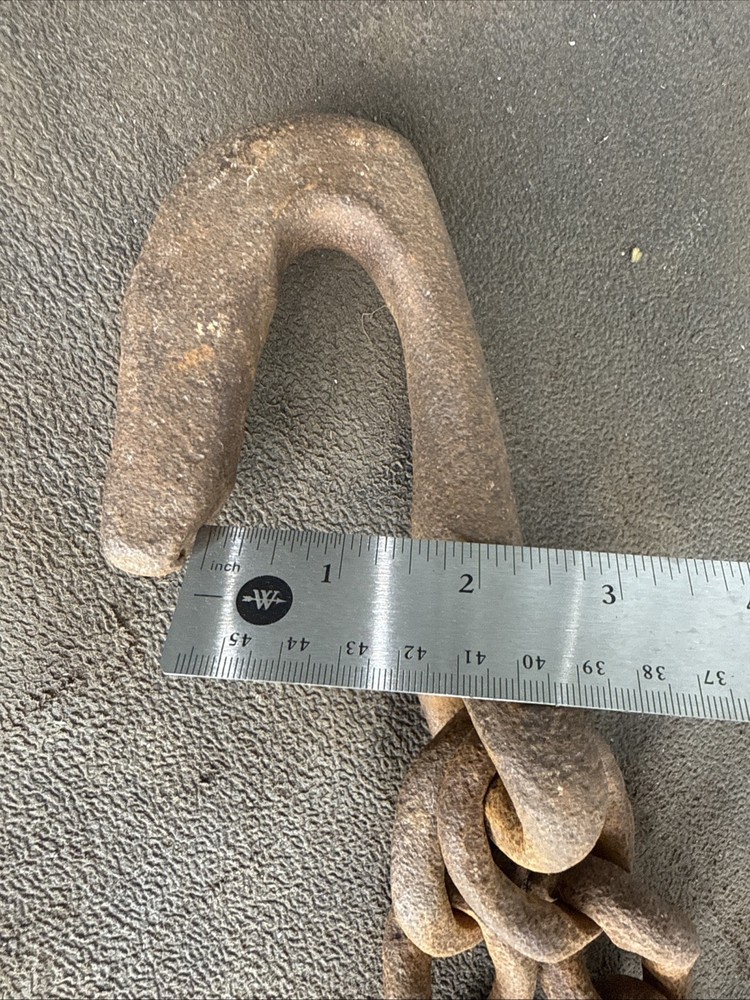 Antique Hand Forged Hook & Double Chain Primitive Farm Hearth Blacksmith