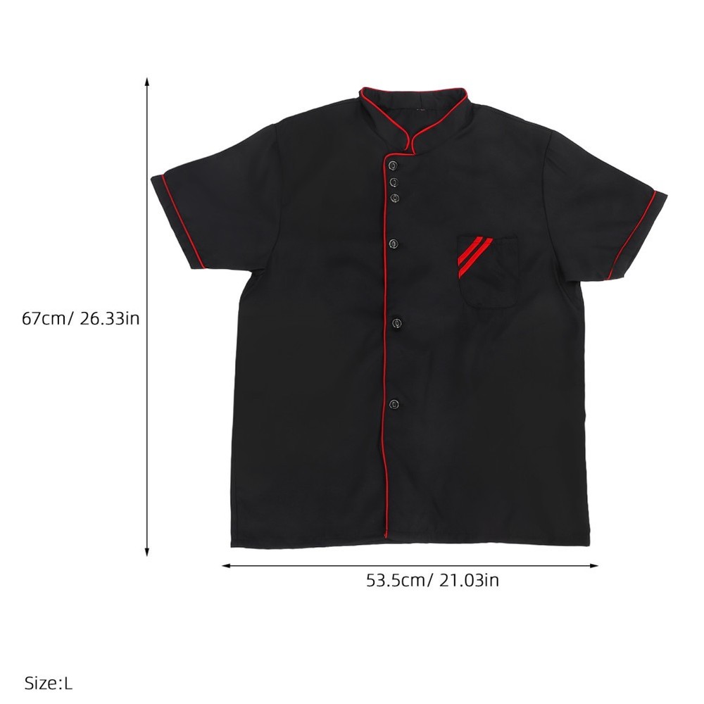 Chef Coat Black Buttons Men's Jackets Shirt Short Sleeve Code Coats