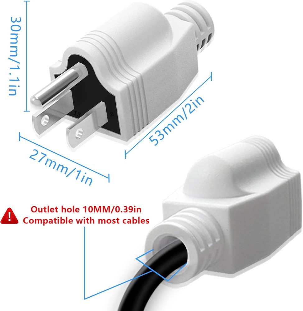 3 Prong Replacement Plug, Electrical Replacement Plugs End, 3 Pack Extension ...