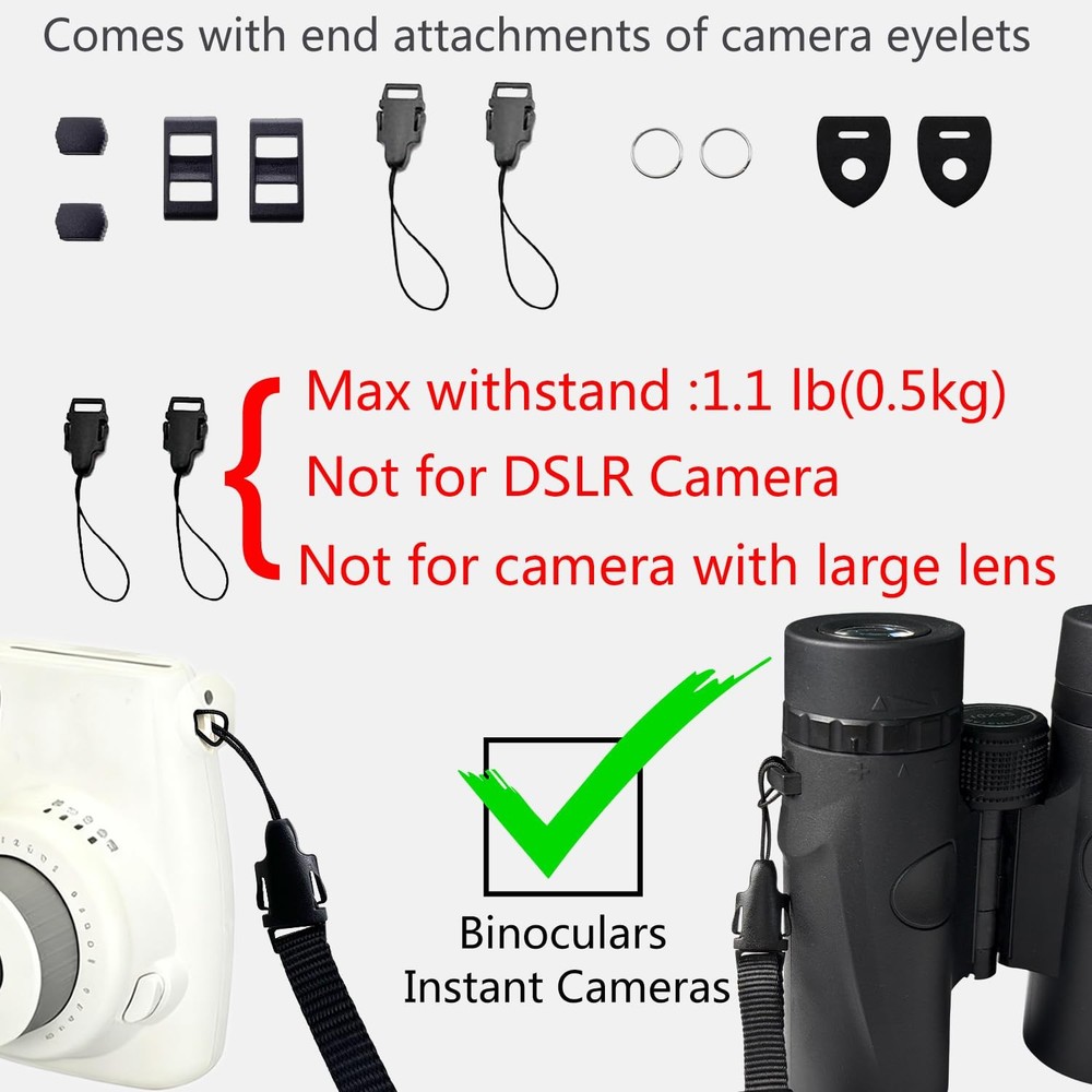 YMTHamaz3 Camera Neck Strap Thin,Binocular with Neoprene 58 inch, Black