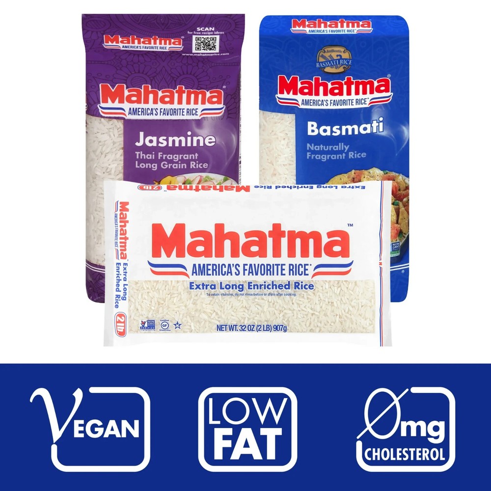 (2 Pack) Mahatma Enriched White Rice, Extra Long Grain Rice, 5 Lb Bag