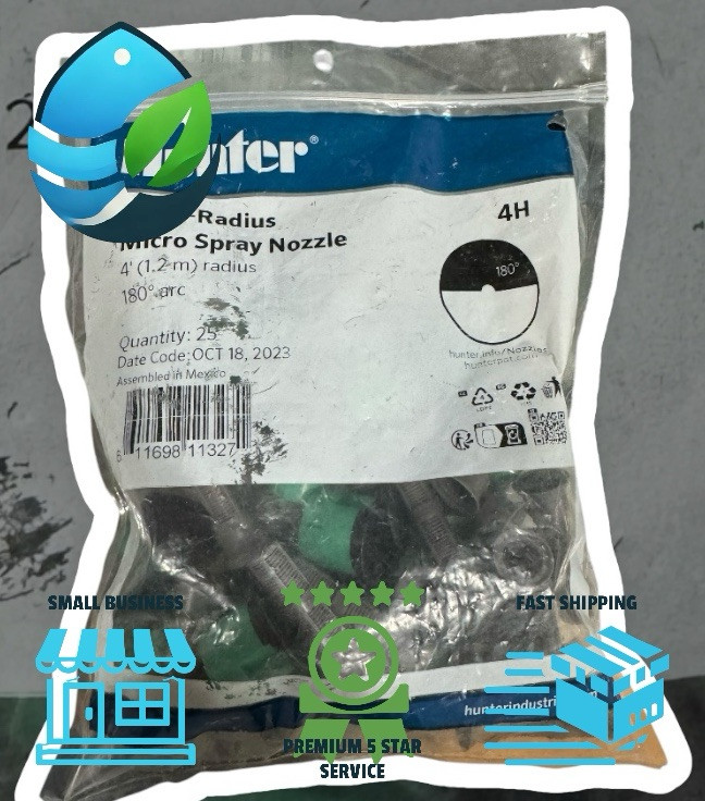 25 Pack of Hunter - 4H - 4 ft Half Circle Fixed Pattern Nozzle 180 Degree