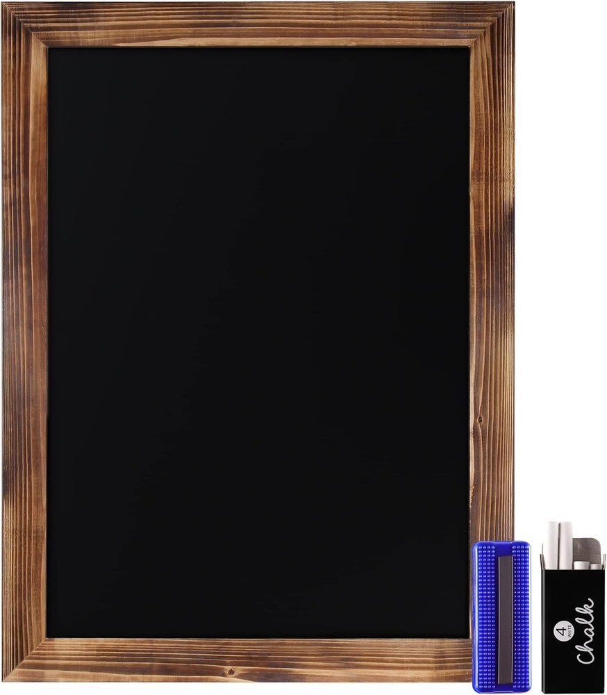 Creations 18" x 24" Torched Brown Solid Wood Frame Wall Chalkboard