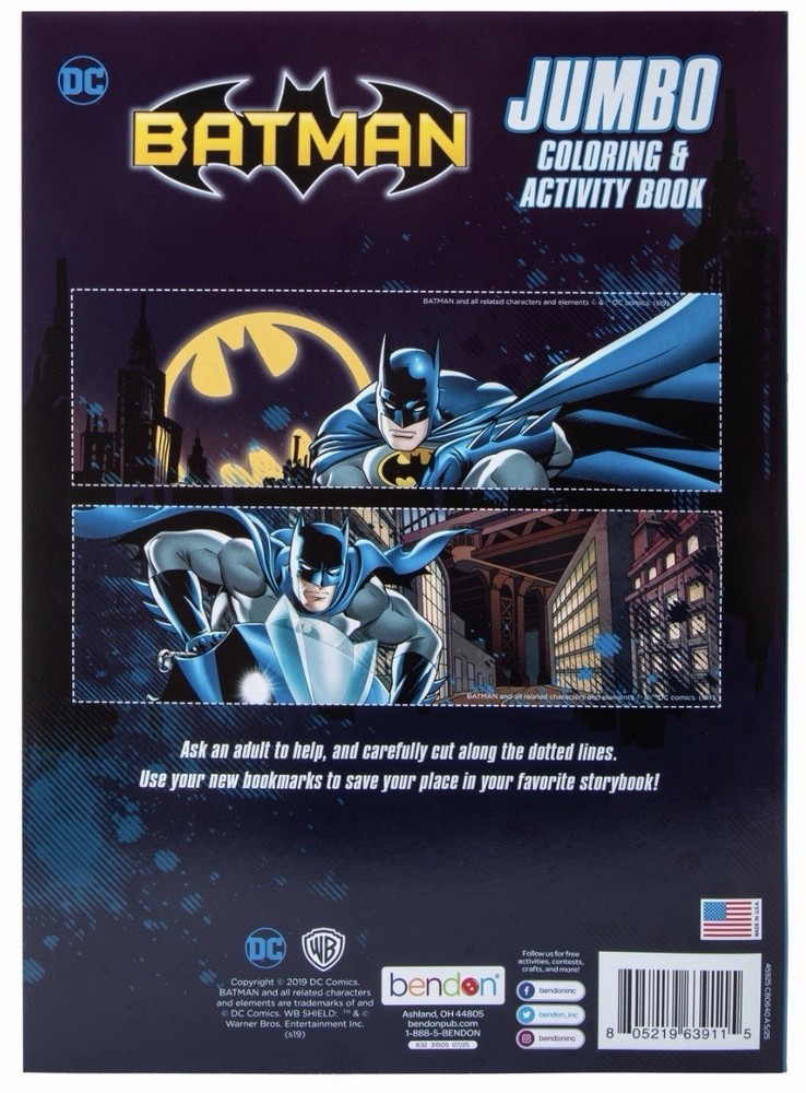 Bendon Batman Jumbo Coloring and Activity Book with 2 Bookmarks