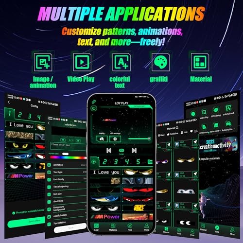 Golf Cart Devil Eyes Light Sign, Programmable Flexible Screen for Flat screen