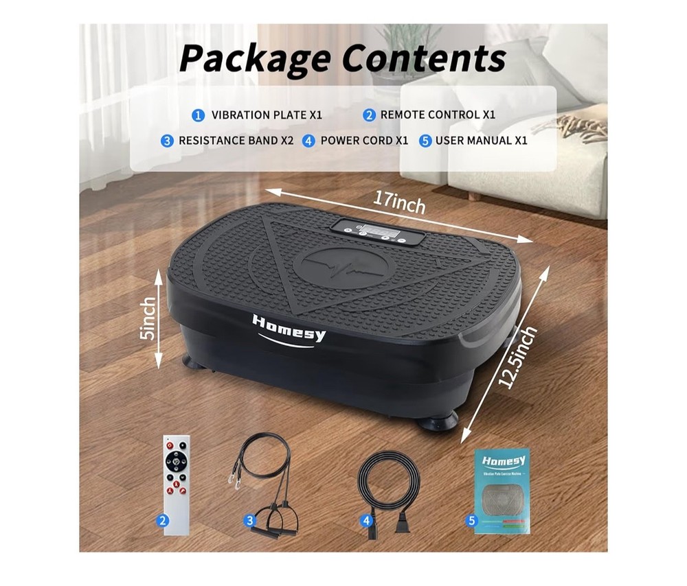 Homesy Vibration Plate Exercise Machine, Vibrating Plate for Lymphatic Drainage,
