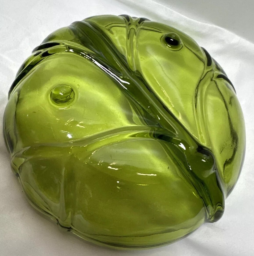 Vintage Green Glass Footed Serving Dish