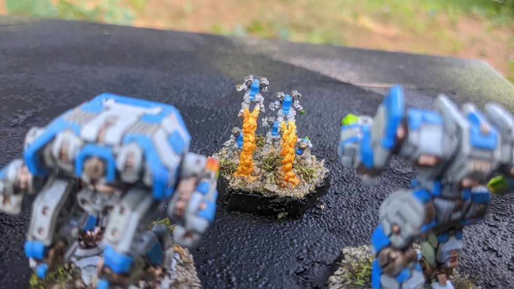 3x Custom Mechs, 1x Infantry. Battletech