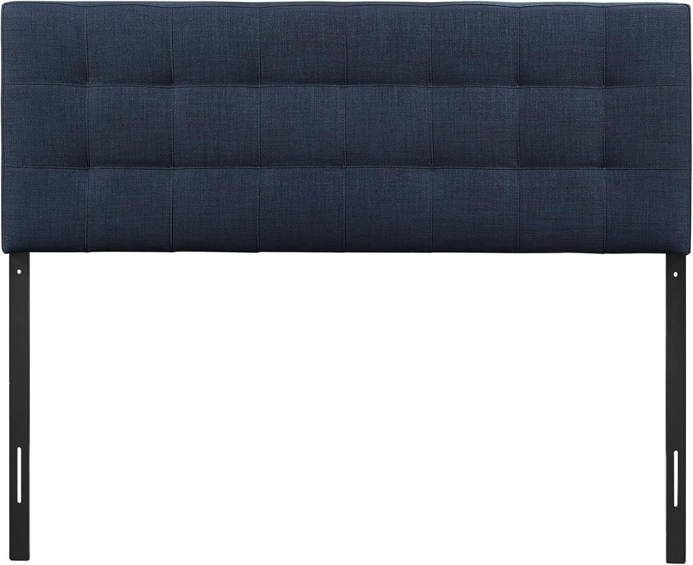 Modern Navy Upholstered Queen Headboard - Tufted Design with Adjustable Height