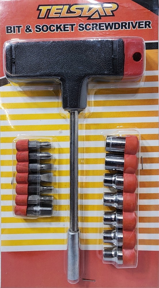 T-Handle Bit & Socket Screwdriver Set with Multiple Bits & Sockets 15 Pieces New