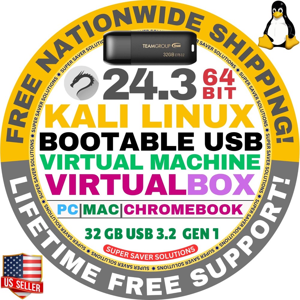 KALI LINUX OS 24.3 LIVE / FULL INSTALLER / DVD, USB / 64-BIT, AMD64 / MAC PC ALL