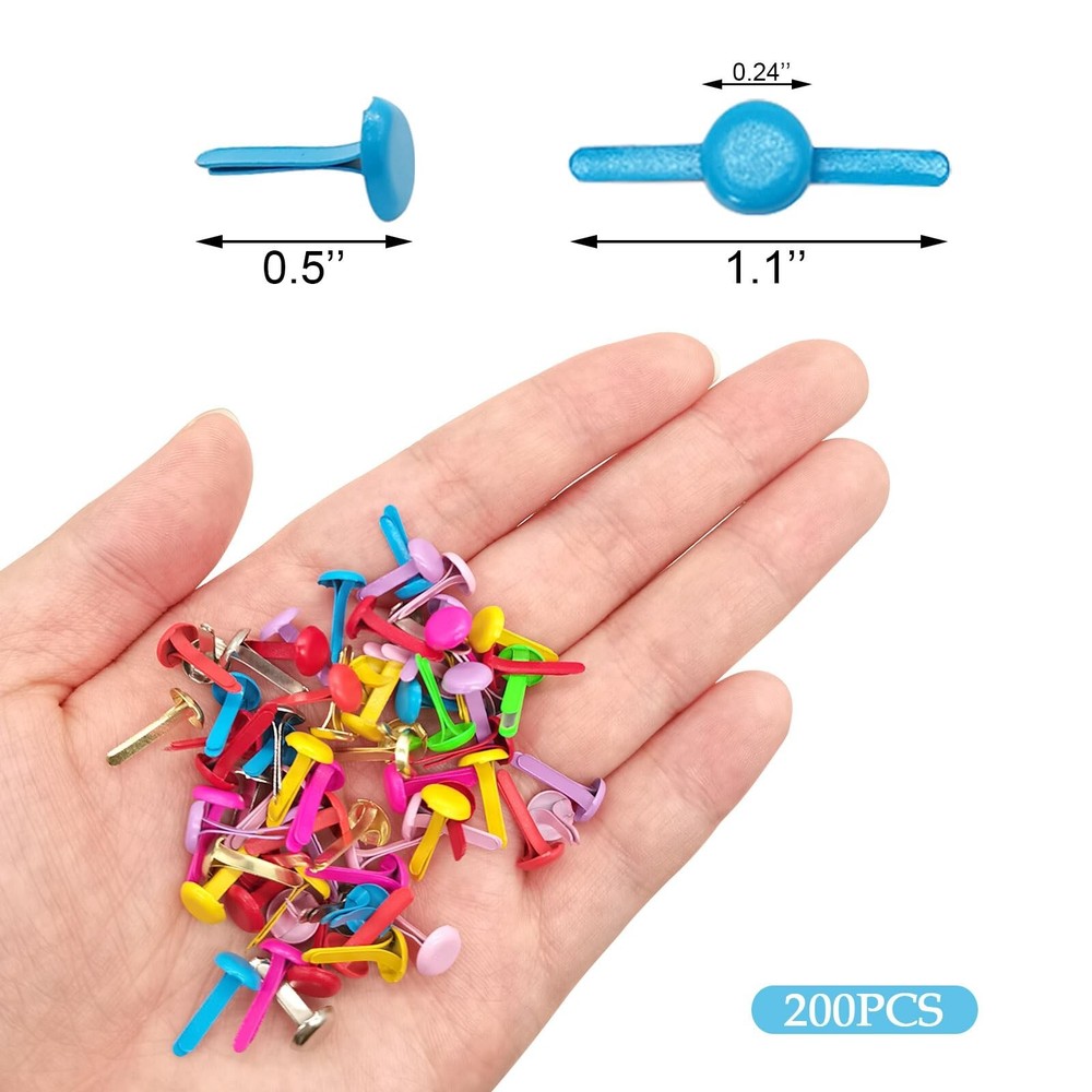 Quacc 200pcs Multicolor Split Pins Round Scrapbooking Brads Split Pins Paper ...