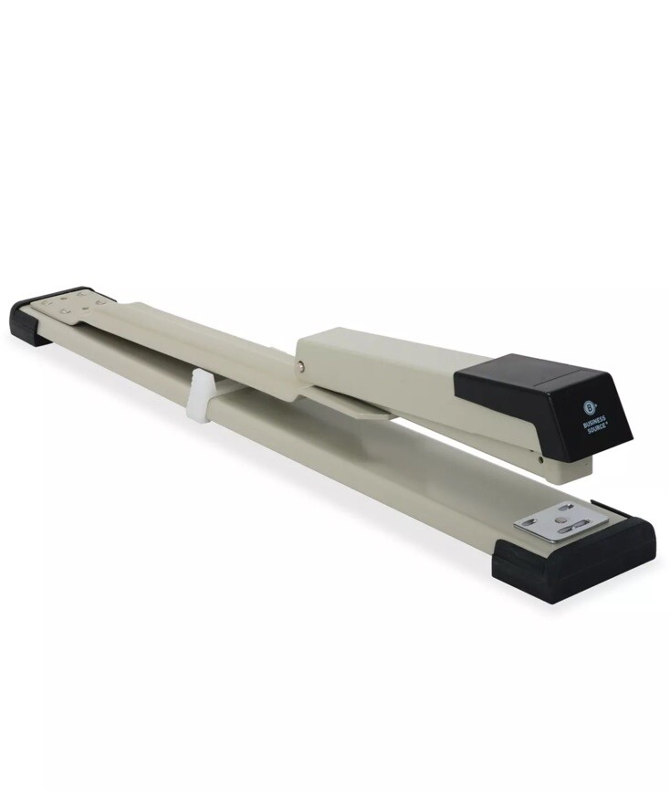 New Business Source Stapler Long Reach 20 Sheet Capacity Putty 62827