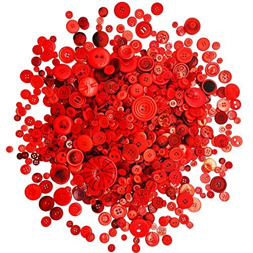 600-700Pcs Red Buttons for Crafts Bulk Button Red Assoted Size Red Craft Butt...