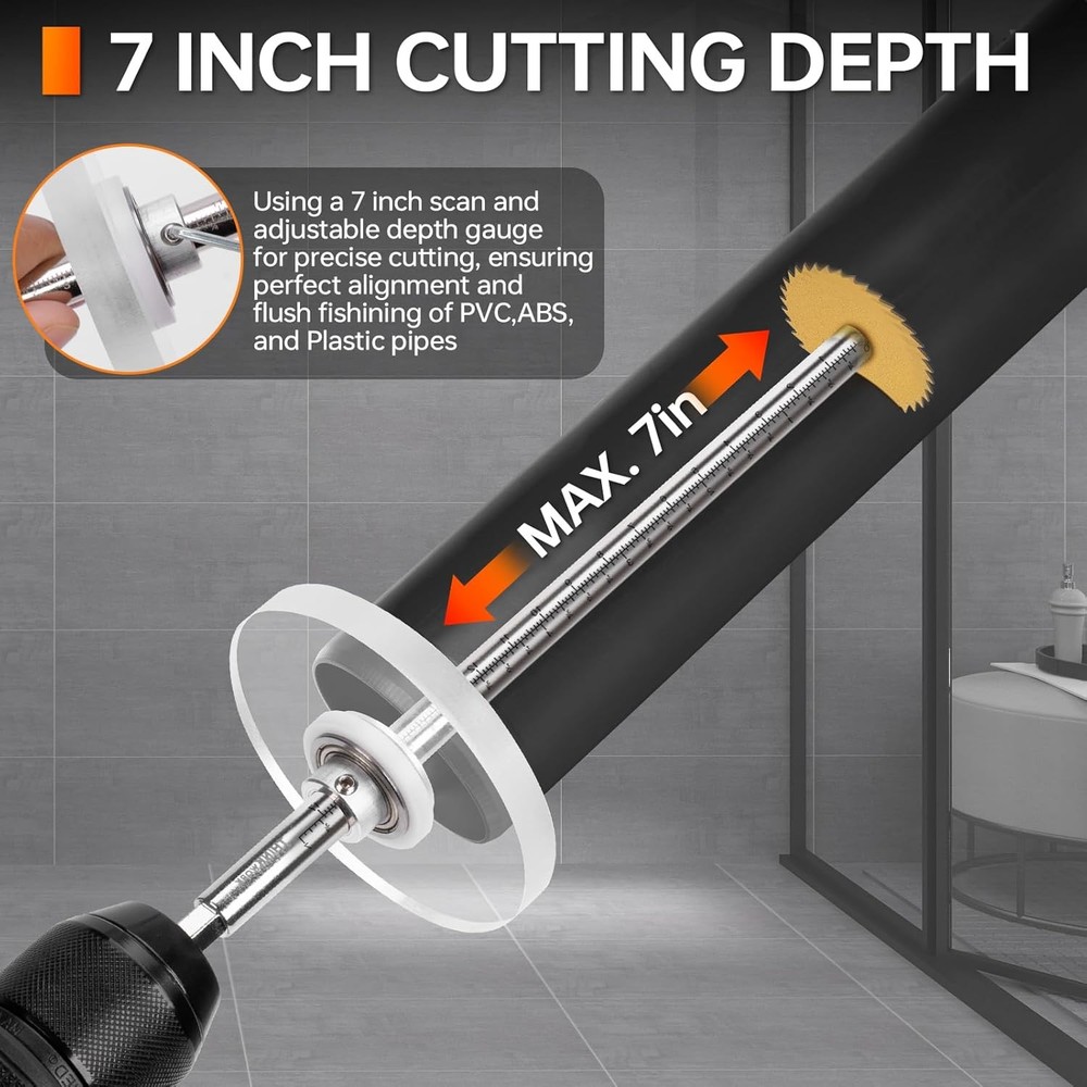 inside Pipe Cutter for PVC Pipe, Cutter Tool Set with 7 Inch Scale Adjustable De