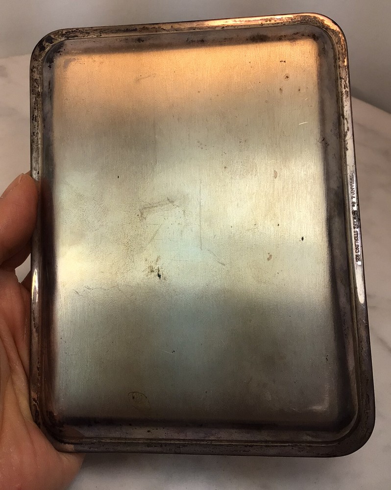 VTG TIFFANY &CO Makers Sterling Silver Rectangle W/Rounded Dish Engraved 133 Gra