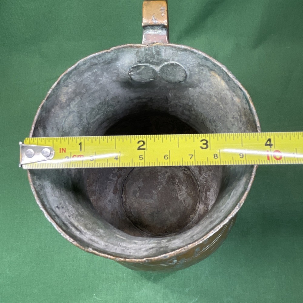 Rare Antique Copper Tavern Ale Pitcher Strap Handle 7” Tall