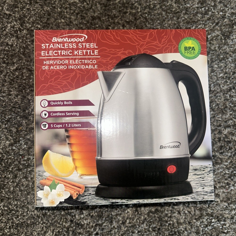 BRENTWOOD KT-1770 Stainless Steel Electric Cordless Tea Kettle NEW!!