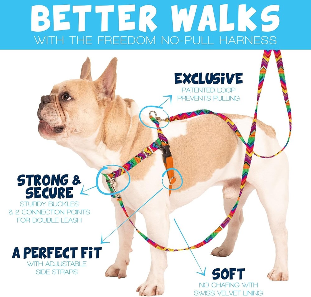Freedom No Pull Dog Harness Adjustable Harness & Leash Set Easy Walking &