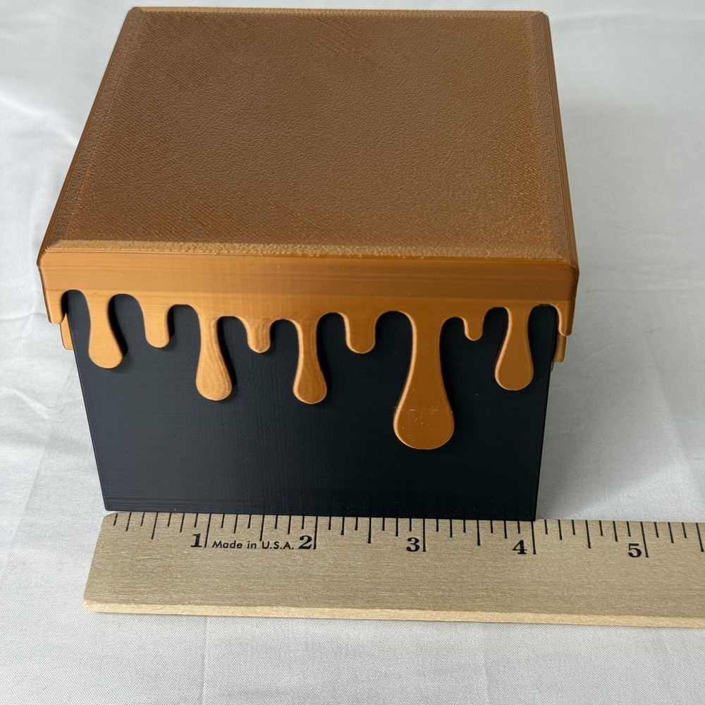Dripping Lid Black Cube Storage Plastic Box Decorative Display Keepsake Bronze