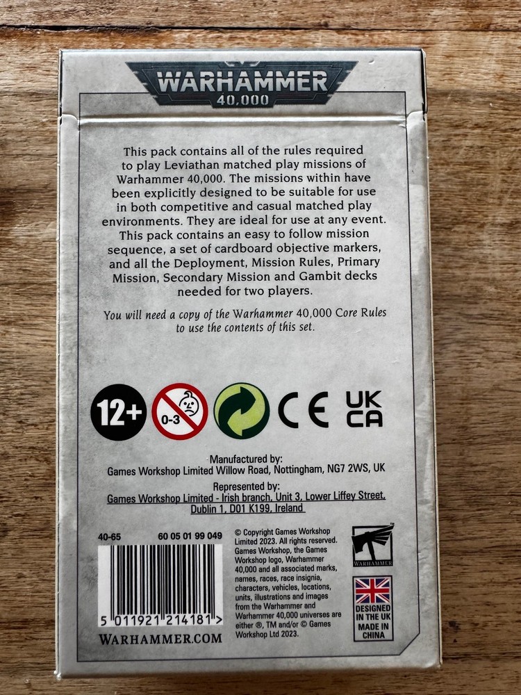 Games Workshop Warhammer 40k: Chapter Approved Mission Deck - Leviathan *NEW*