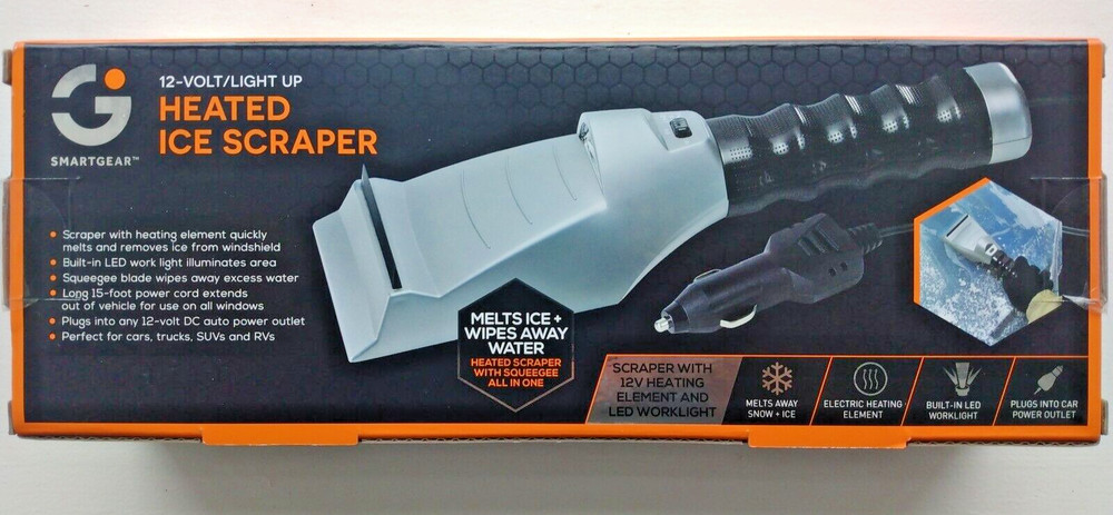 SMARTGEAR Light-Up Heated Ice Scraper 12V - 15ft Cord - Squeegee Function