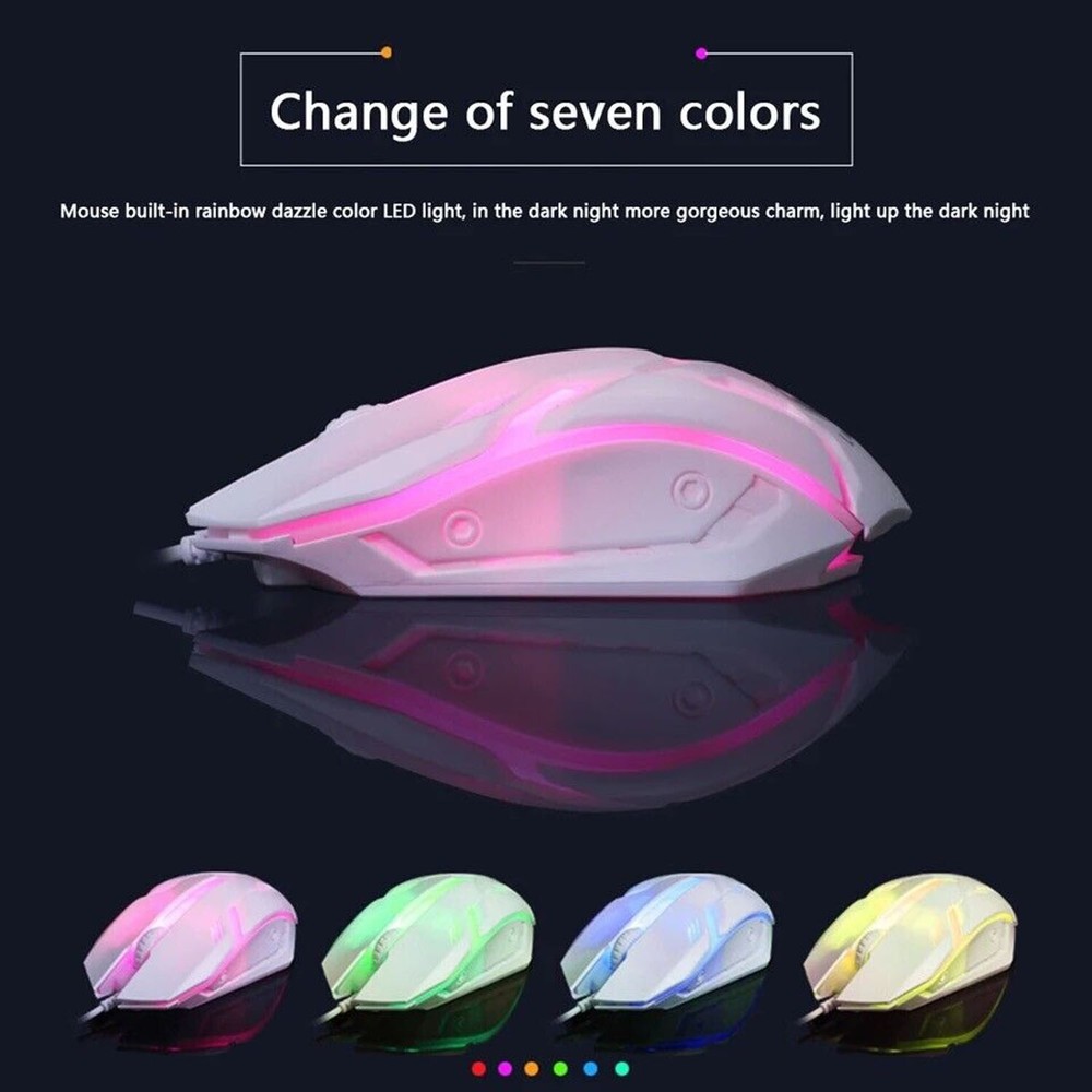 Computer Desktop Gaming Keyboard and Mouse Mechanical Feel LED Light Backlit