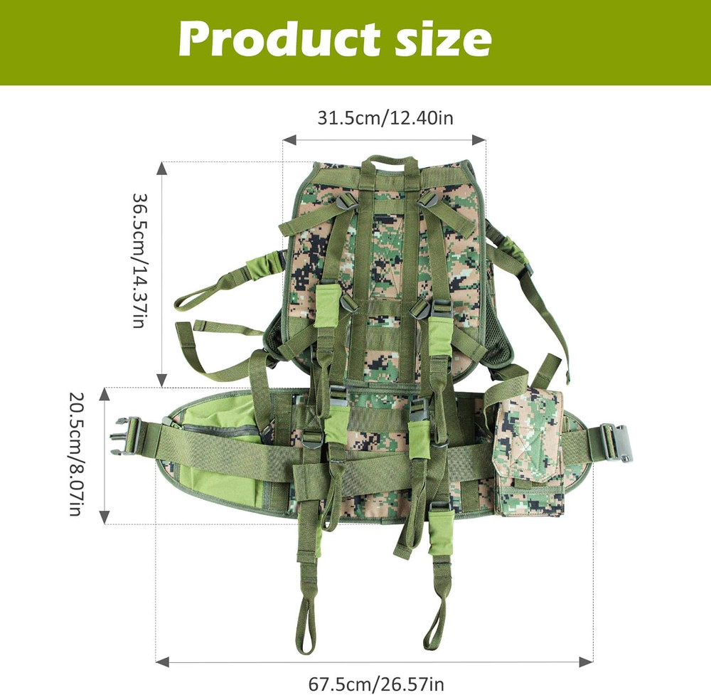 Tree Stand Carrier Backpack with Padded Straps, 8 Connection Points & 3 Pockets,