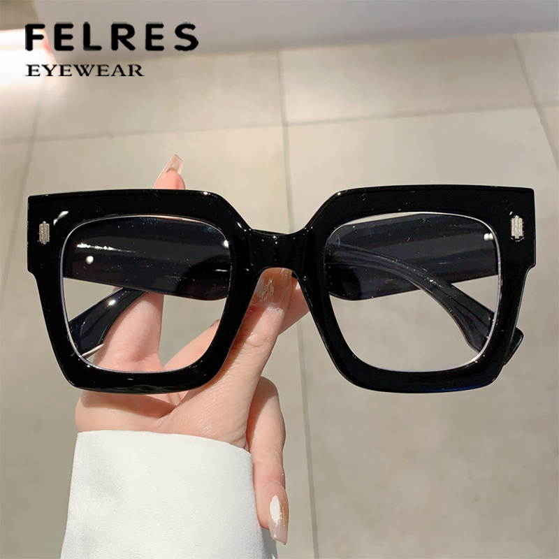 Women Square Blue Light Blocking Myopia Nearsighted Glasses Large Frame Glasses