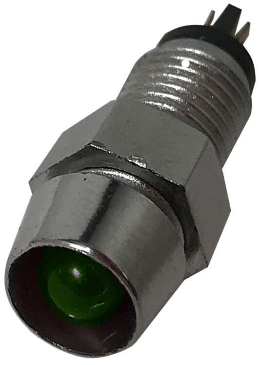 5 Pack of Universal 12V Green LED Lamp Dash Panel Pilot Indicator Light - Chrome