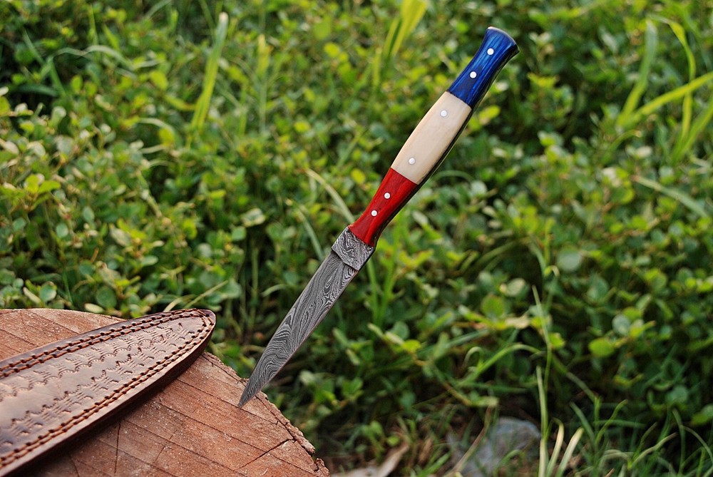 Toothpick Dagger knife Double edge Damascus Blade Boot knife