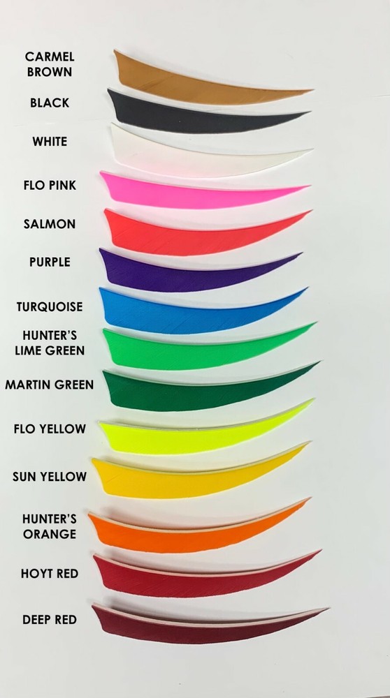 Ozark 4" Shield Cut Solid Feathers - LW and RW - 1 dozen