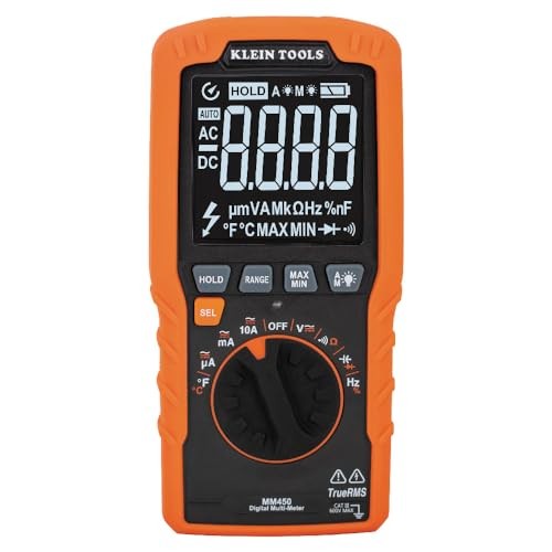 Klein Tools MM450 Slim Digital Multimeter, Reverse One Size, Orange/Black