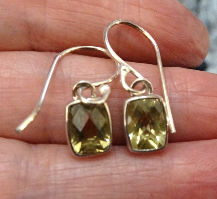 Lemon Quartz Earrings - Sterling Silver j1597