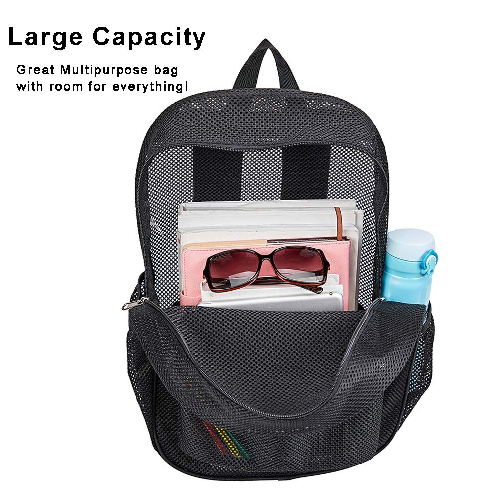 Heavy Duty Mesh Backpack, See Through College Backpack with Padded Shoulder S...