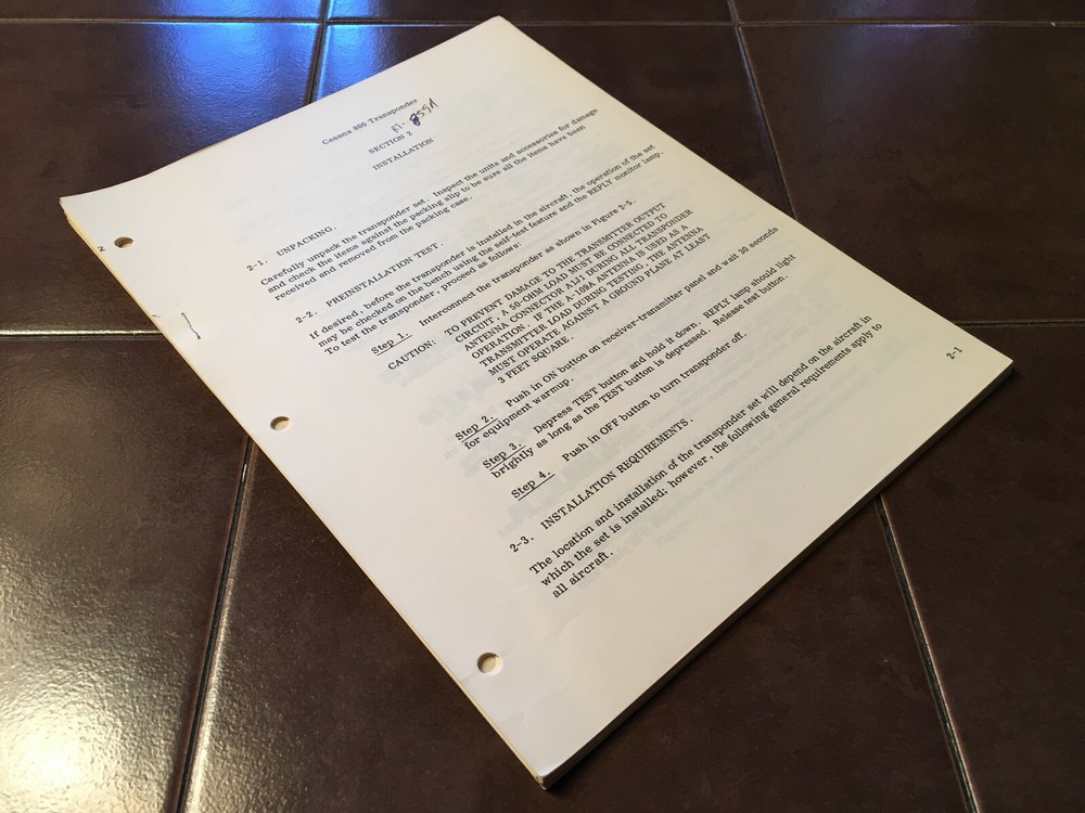 Cessna ARC RT-859A Transponder Install Manual