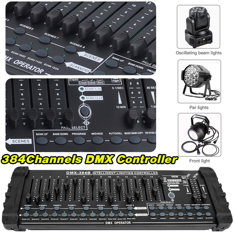 384 Channels DMX512 Controller Console for Stage Light Party DJ Laser Operator